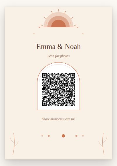 Boho Sun printable QR code card design — Terracotta sun arch, boho and desert-toned