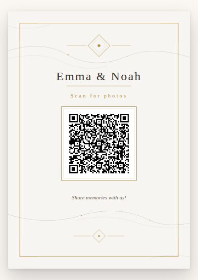 Marble & Gold printable QR code card design — Soft marble veining with a thin gold frame