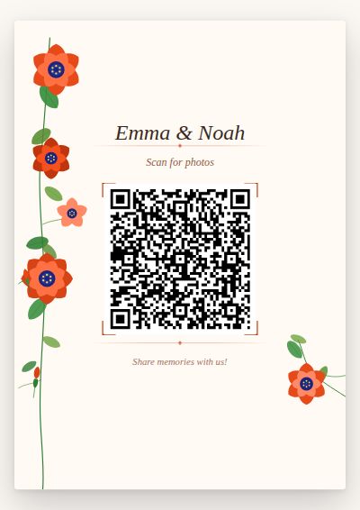 Wildflower Side printable QR code card design — A wildflower stem down one side, text kept to the other