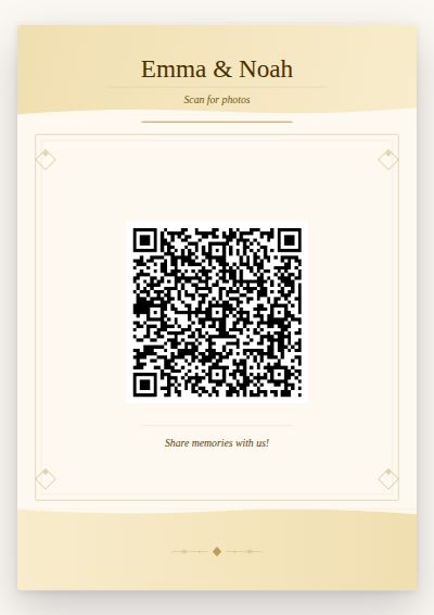 Warm Honey printable QR code card design — Warm amber tones and a wide letterspaced title